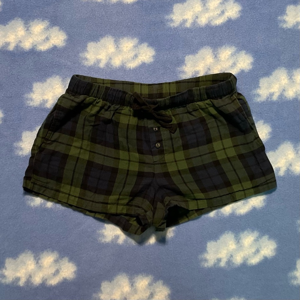 Plaid Green and Blue Pajama Shorts